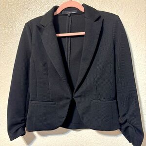 Amanda + Chelsea Black Grid Textured Breathable Cropped Blazer